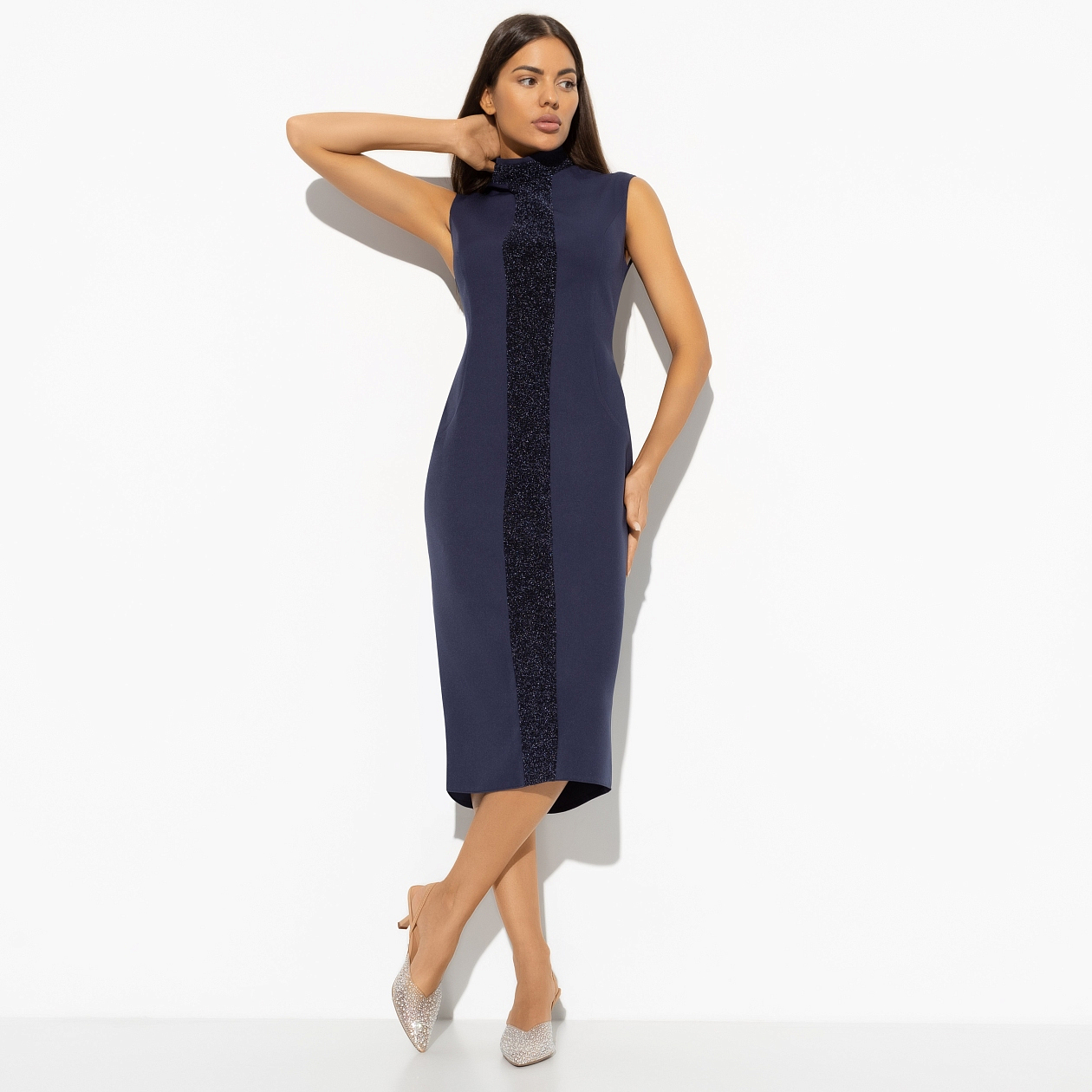 Платье-футляр Поцелуй удачи (night, с манжетами). Состав: 95% п/а, 5% эластан