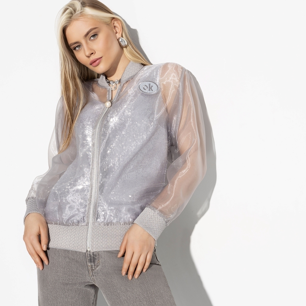 Бомбер Стильная локация (grey style). Состав: 95% п/э, 5% спандекс