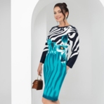 Платье Мыслить позитивно (магия бирюзы). Состав: 65% п/э, 30% вискоза, 5% эластан