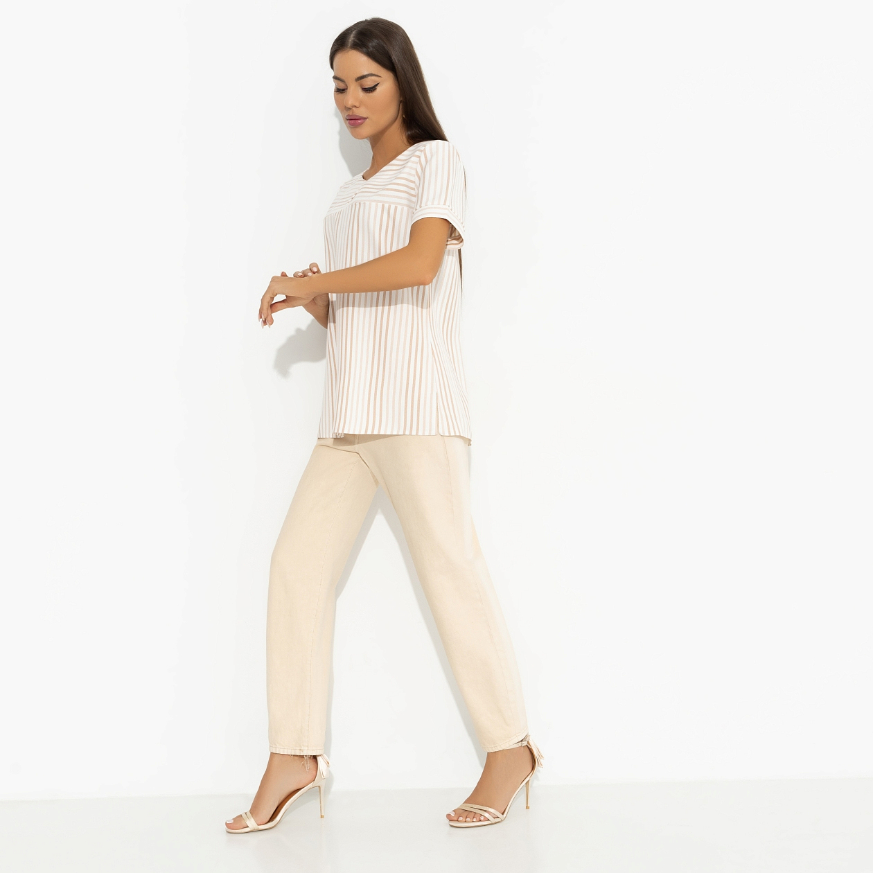 Туника Лучше некуда (в полоску). Состав: 80% п/э, 15% лен, 5% эластан