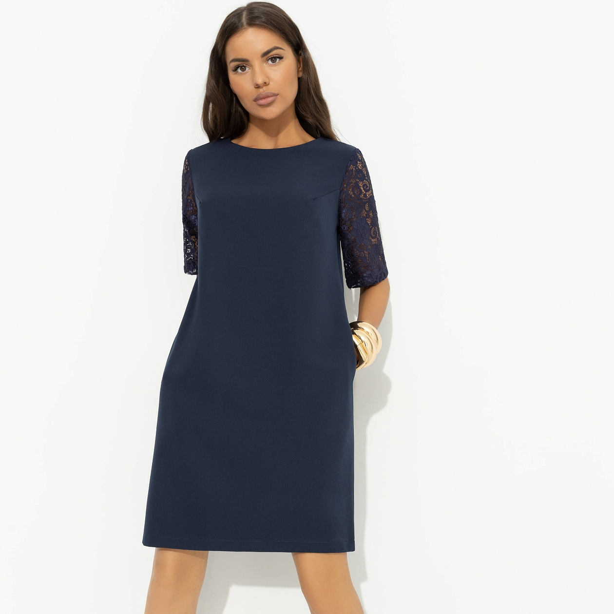 Платье Виртуальные будни (blue lace). Состав: 60% полиэстер, 37% вискоза, 3% спандекс