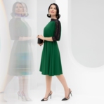 Платье Парижский десерт (изумруд, с ремешком). Состав: 65% п/э, 30% вискоза, 5% эластан