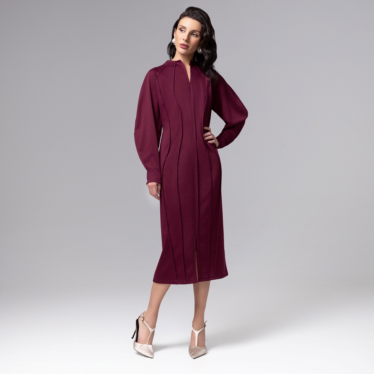 Платье-футляр Больше, чем просто платье (винное). Состав: 65% п/э, 30% вискоза, 5% спандекс