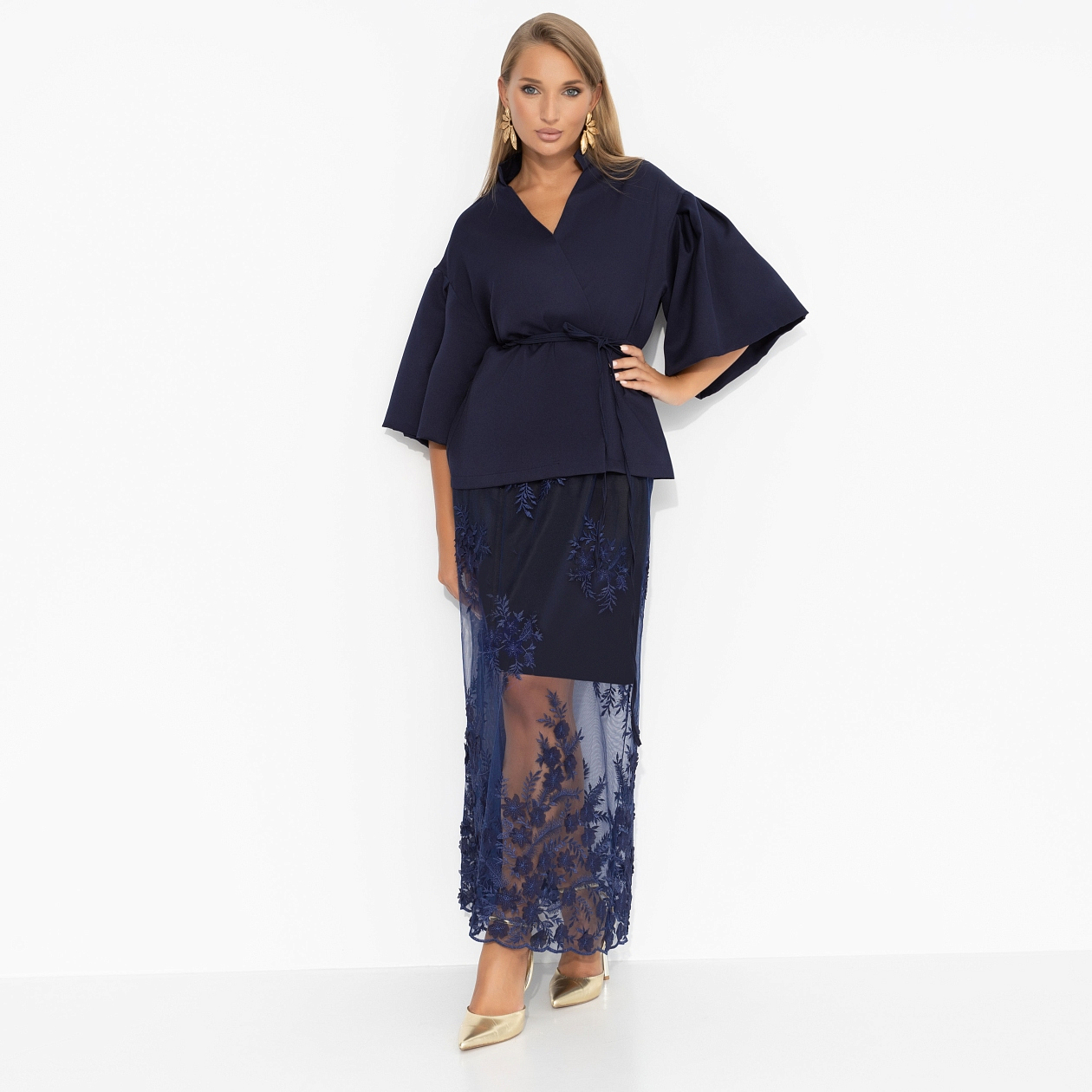 Костюм с юбкой Очарование момента (фантазия, 2 в 1, с поясом). Состав: 95% полиэстер, 5% эластан