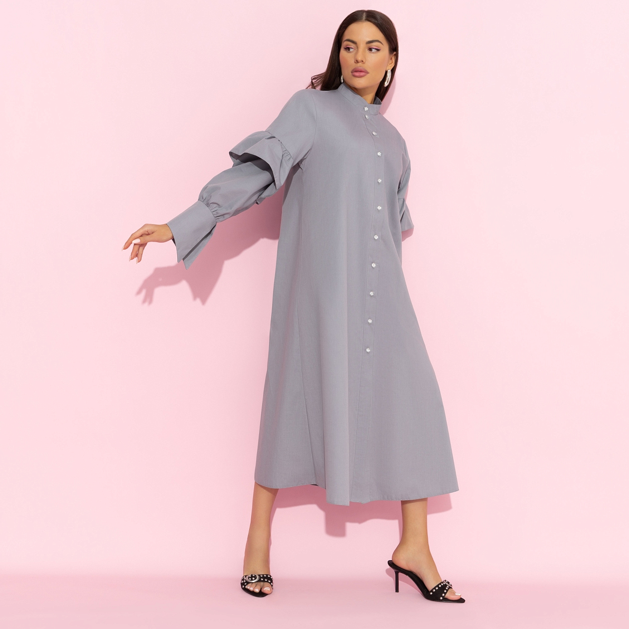 Платье-рубашка Захватывающая простота. Состав: 65% хлопок, 30% п/э, 5% эластан