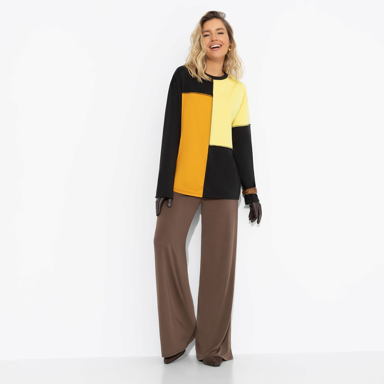 Лонгслив Идеальная гармония (оранжевая). Состав: 65% п/э, 30% вискоза, 5% стрейч