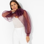 Болеро Деловой взгляд (бордовое, с брошкой). Состав: 100% полиэстер