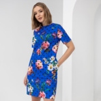 Платье Цветочный тотал-лук (индиго). Состав: 72% п/э, 25% вискоза , 3% спандекс