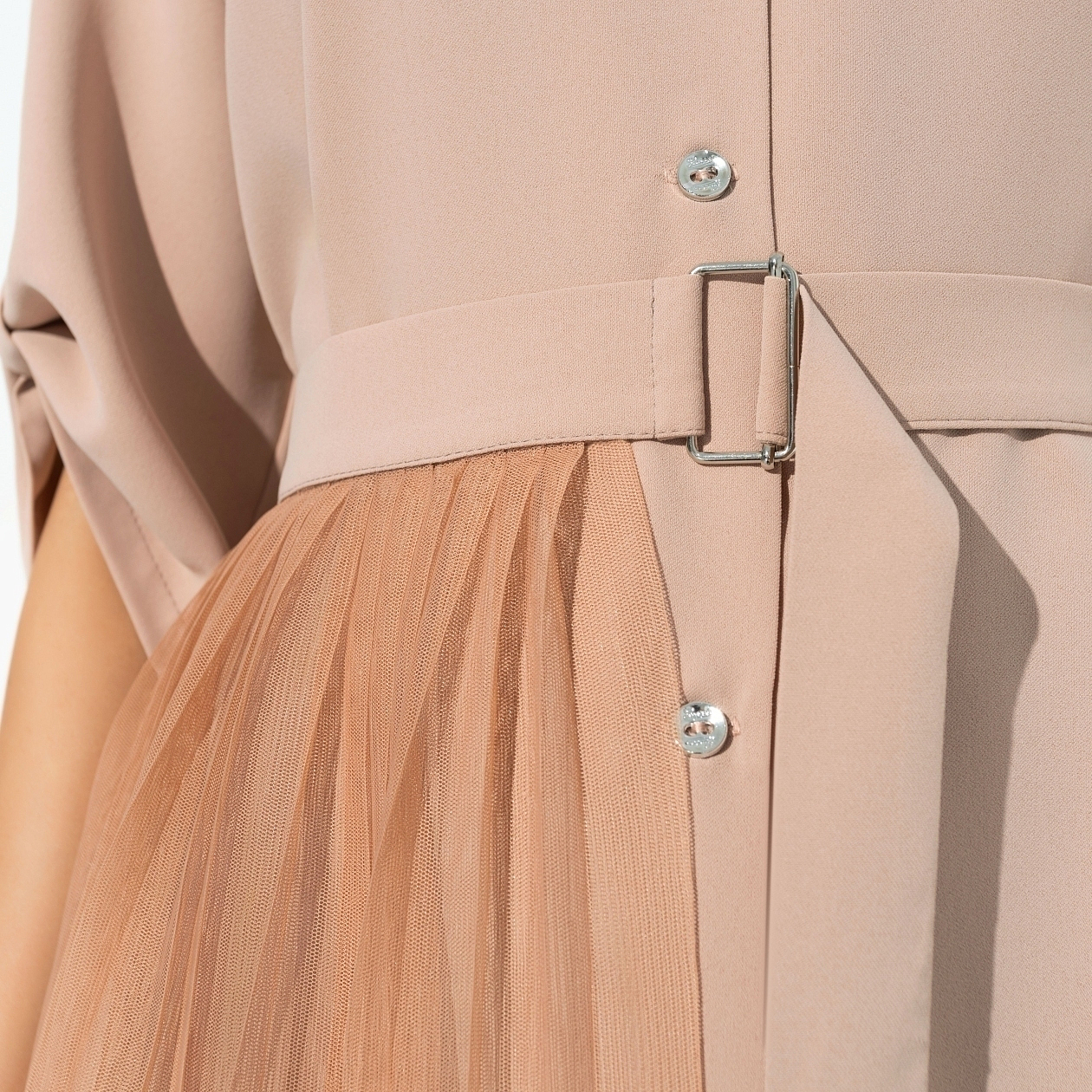 Платье-рубашка Изящный облик (гламур, с баской). Состав: 95% п/э, 5% спандекс