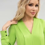 Блуза Твой личный манифест (сочное яблоко, с поясом). Состав: 65% п/э, 30% вискоза, 5% эластан