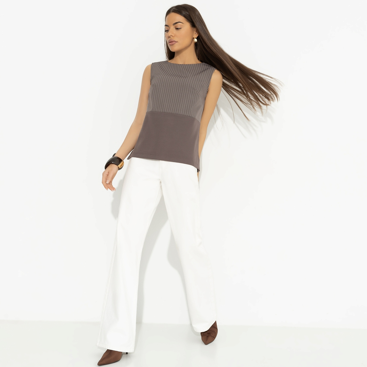 Блуза Кейт Мосс отдыхает (brown). Состав: 96% п/э, 4% эластан