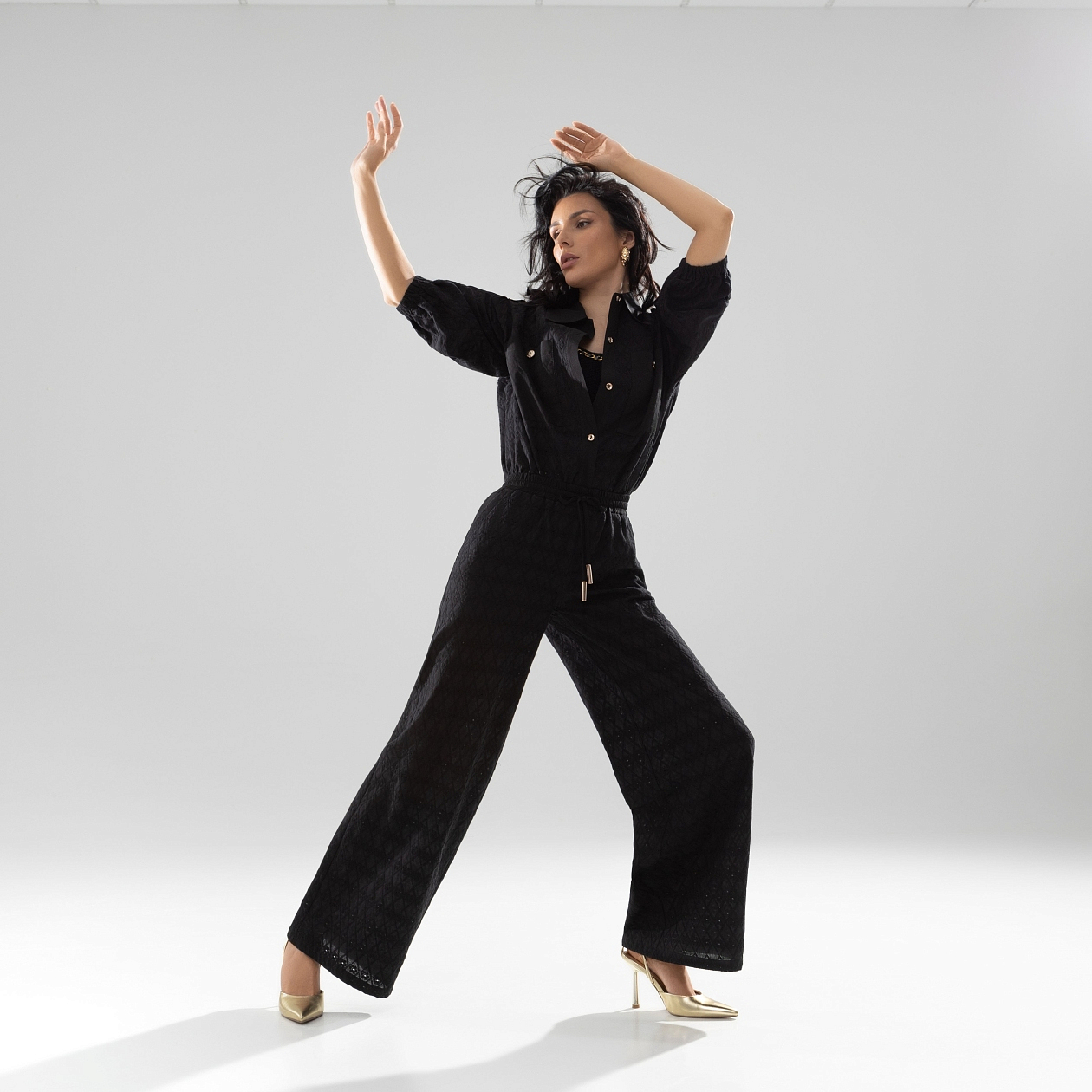 Брюки Роскошный момент (super black). Состав: 85% хлопок, 10% п/э, 5% спандекс