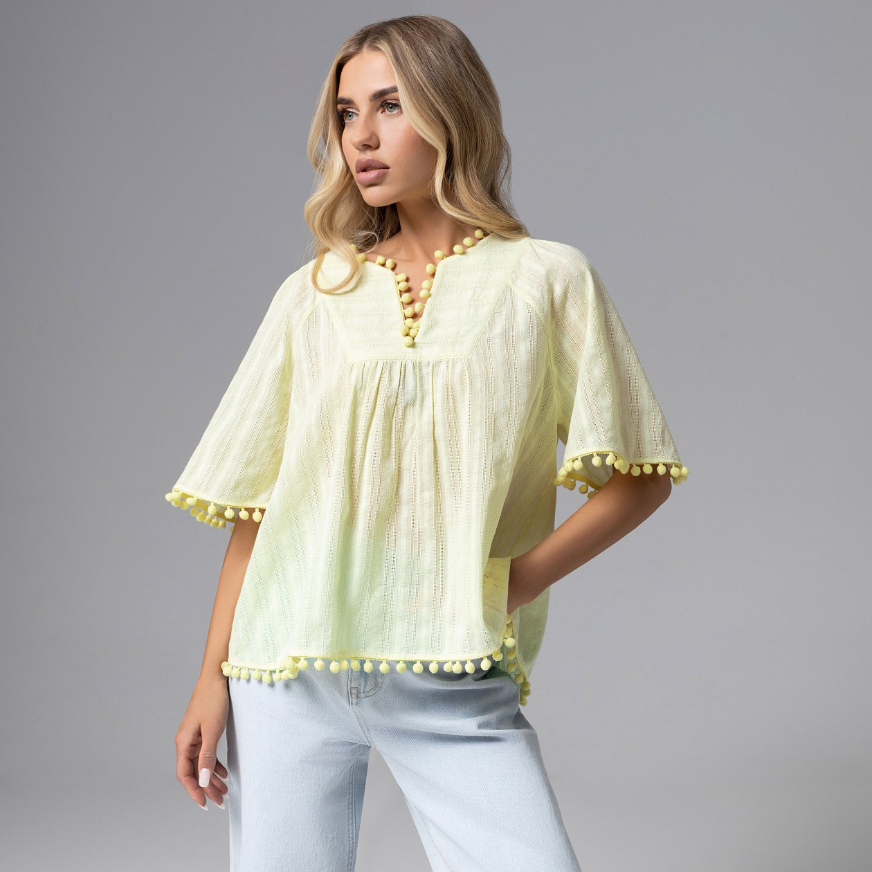 Блуза Летний фольклор (желтая). Состав: 100% хлопок