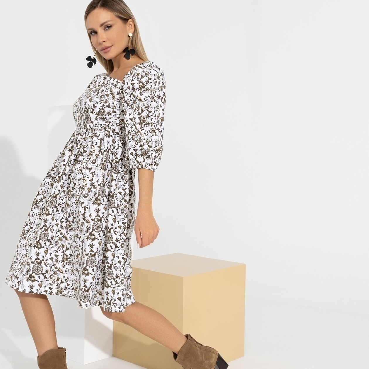 Платье Счастливый момент (великолепная). Состав: 70% хлопок, 27% полиэстер, 3% эластан