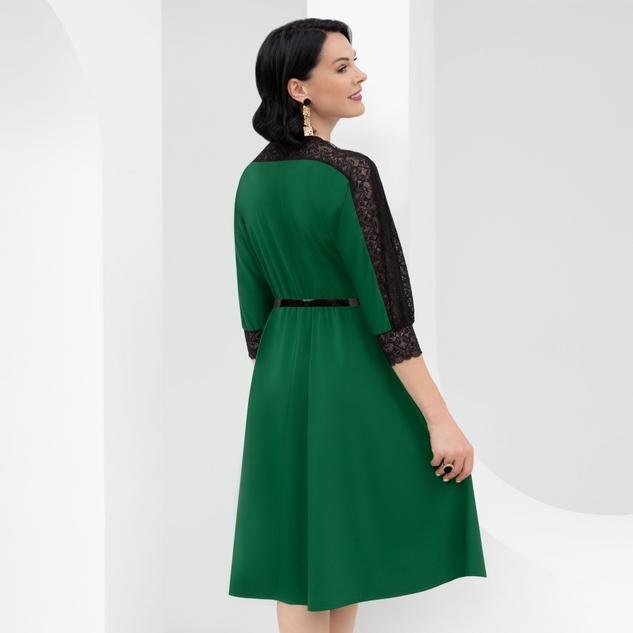 Платье Парижский десерт (изумруд, с ремешком) 
