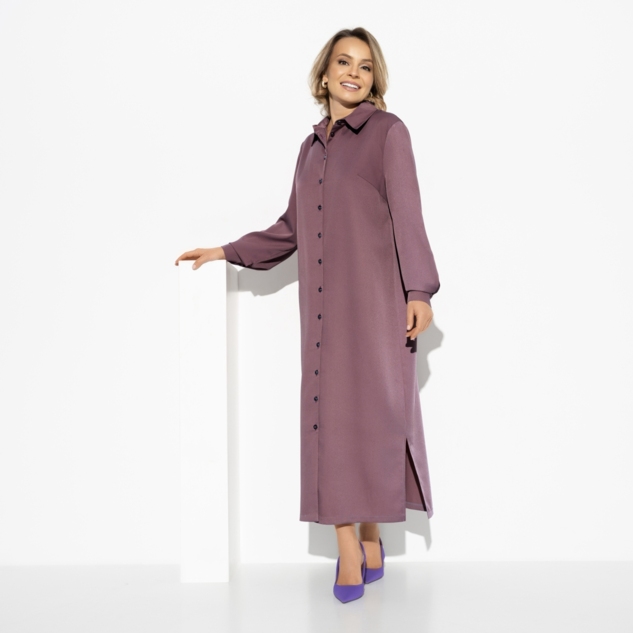 Платье-рубашка Стильный каприз (brown rose, с поясом) 