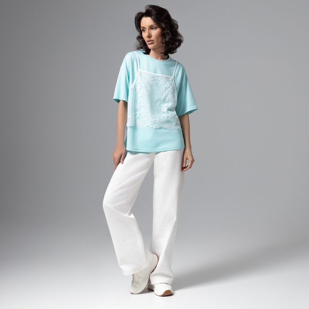 Футболка Модный тандем (мятный 2 в 1) 