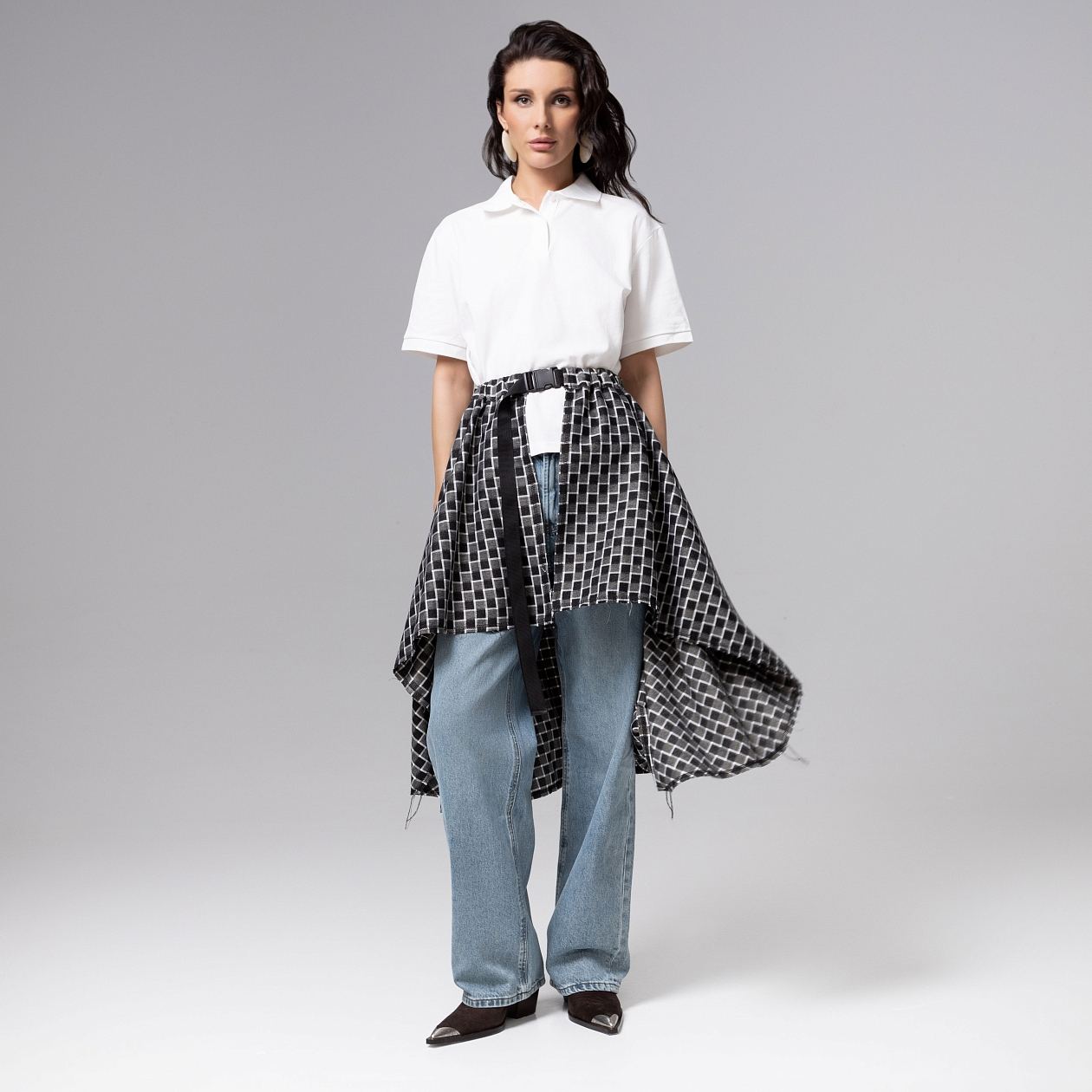 Игра теней (серый). Купить женский Юбка-килт оптом от производителя.