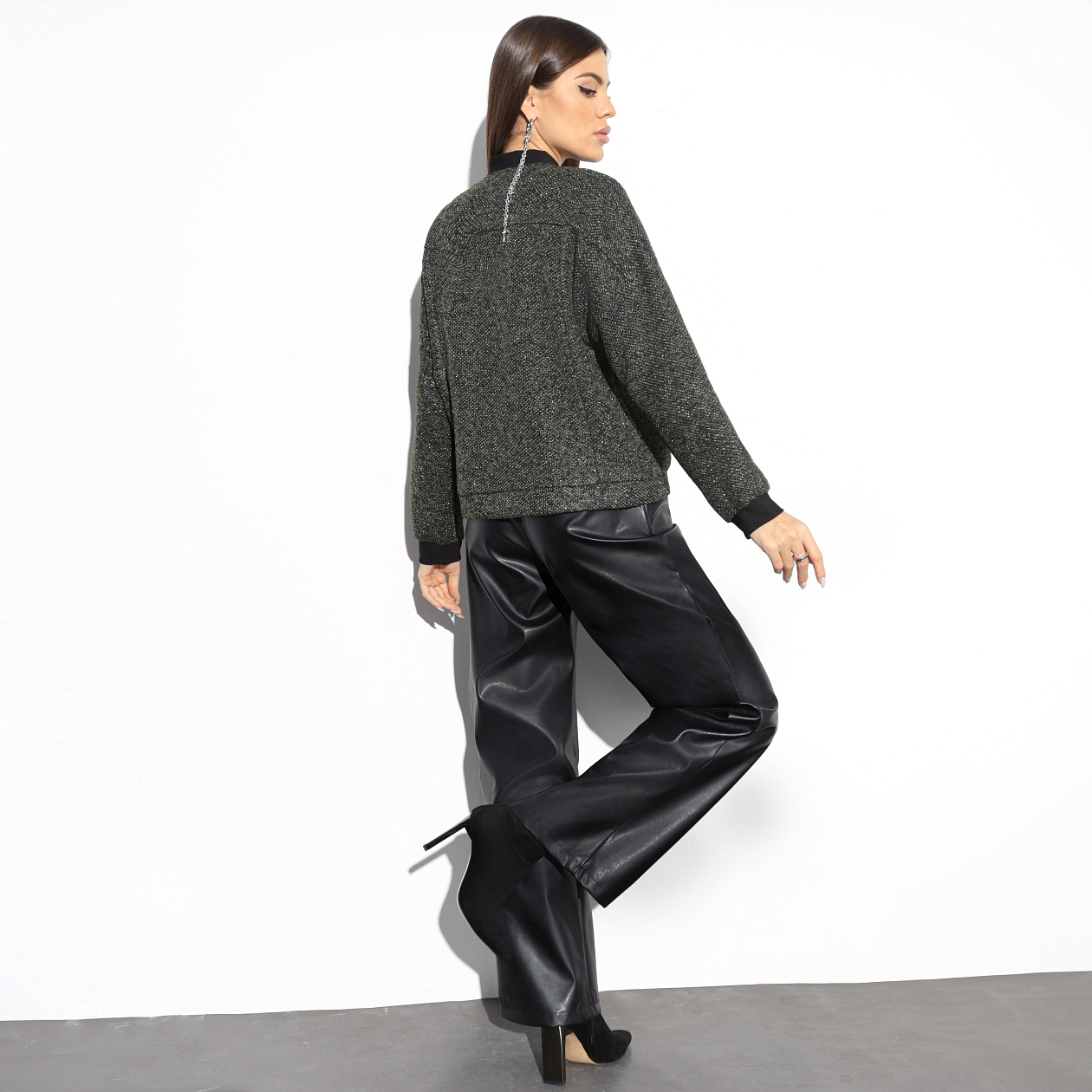 Бомбер Стильный аккорд (грин). Состав: 50% хлопок, 49% акрил, 1% металлизированная нить