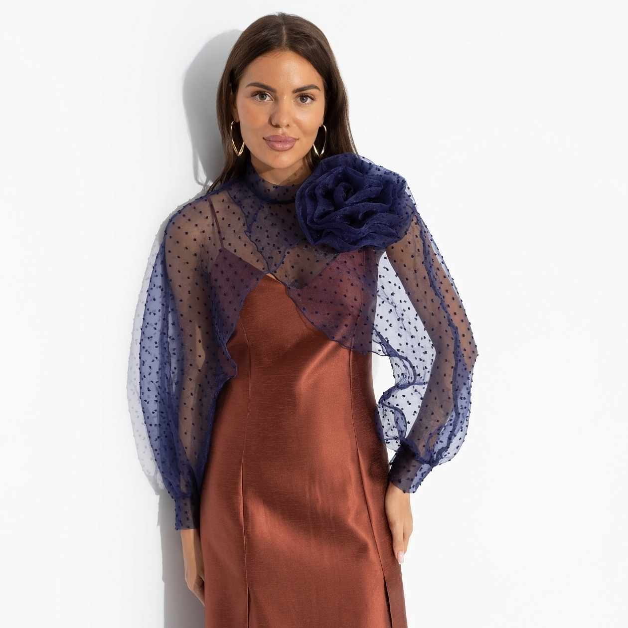 Болеро Деловой взгляд (синее, с брошкой). Состав: 100% полиэстер