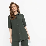 Рубашка из жатой ткани Шёлковая уверенность (dark green)