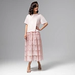 Платье комбинированное с кружевом Доведу до мечты (soft pink)