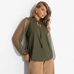 Блуза в мелкий рубчик Вечная привилегия (зелёная)