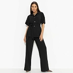 Брючный костюм с кружевными вставками Престижная номинация (черный, 2 в 1, с поясом)