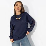 Свитшот с декоративными рукавами Роскошь без пафоса (синий)