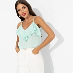 Топ из вискозы с воланами Смотри не засмотрись (мятный)