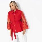 Жакет нарядный Даю автограф (алый, с поясом)