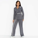 Брючный костюм с лампасами Личное превосходство (серый, 2 в 1, с поясом)