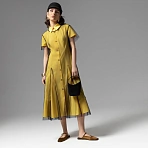 Платье-рубашка многослойное Стильное самообладание (желтое, 2 в 1)