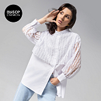 Рубашка комбинированная с вышивкой Вне конкуренции (white snow)