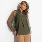 Блуза в мелкий рубчик Вечная привилегия (зелёная)