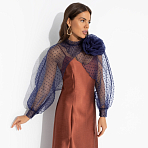 Болеро со съемным декором Деловой взгляд (синее, с брошкой)