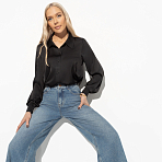 Рубашка из шелка Цветущее очарование (черная)