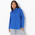 Рубашка с декоративной спинкой Создала себя сама (синяя)