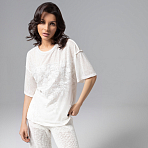 Футболка комбинированная с вышивкой Буду тебе сниться (айвори)