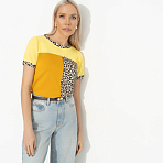 Футболка в стиле сolor block Стильное сочетание (желтая)